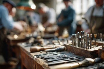 Workshop scene, vintage tools