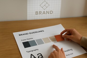 A person choosing the color palette for brand guidelines. 