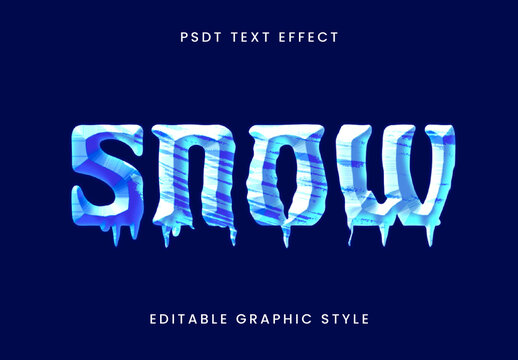 Blue Frozen Ice Font Beveled Snow Winter Text Effect