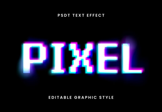 Blue And Purple Glitch Font Pixel Neon Blur Text Effect