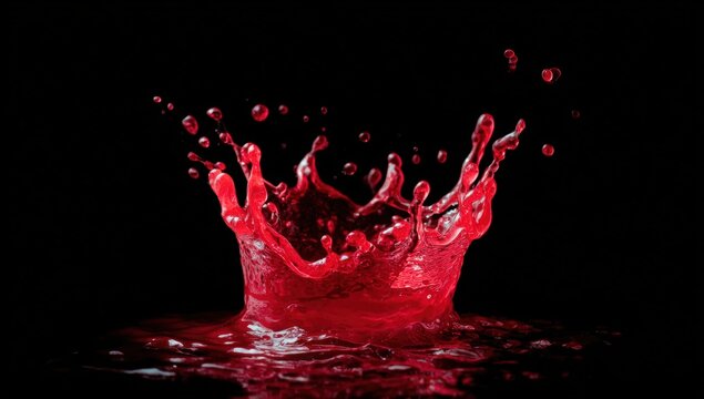 Red liquid splash on black background