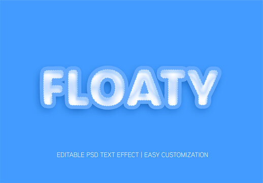 Blue Fluffy Cloud Font Soft Balloon Floaty Text Effect