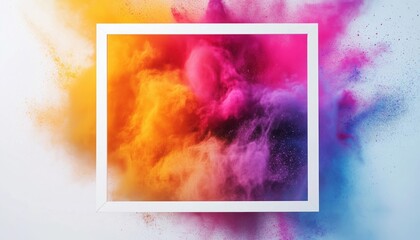 Holi Indian Festival: A Spring Celebration Of Color, Club Parties, And Water Abstract Art In A White Frame. Ideal For Creative Flyers!
