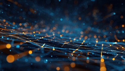 Abstract network of interconnected glowing points and lines.  Dark background