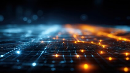 Abstract digital network.  Dark, glowing lines