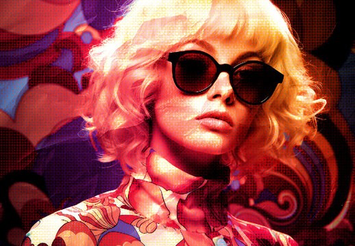 Orange Retro Fashion Magazine Halftone Photo Effect