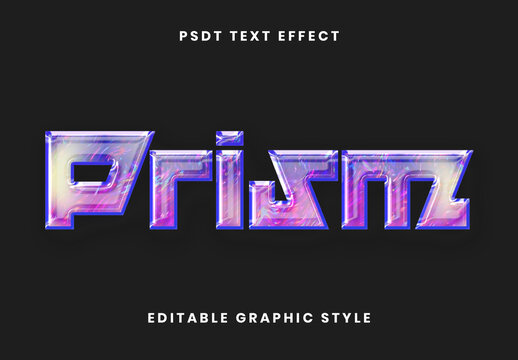 Purple And Blue Glass Prism Holographic Text Effect Shiny Glow Font