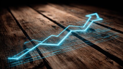 Growing graph on a wooden floor