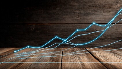 Graph rising on dark wood