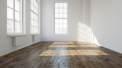 Empty Room with Hardwood Floor and White Walls