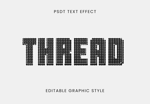 Black Beadwork Font Stitch Embroidery Sewn Text Effect