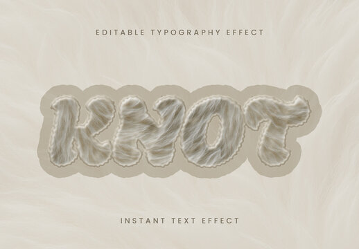 Gray Rug Tufted Font Fluffy Embossed Text Effect