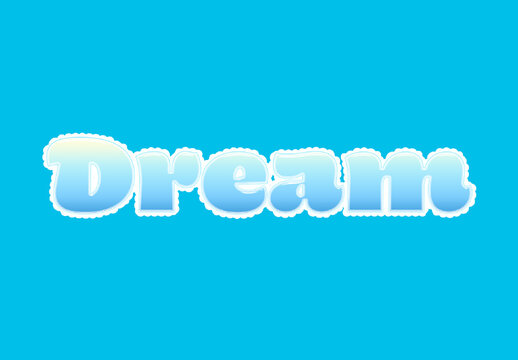 Blue And White Baby Font Dream Cloud Puffy Text Effect