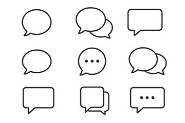 Speech bubble line icon collection. Editable stroke vector pictogram set for app, web, and chat interface design. Minimalistic communication and message symbols.