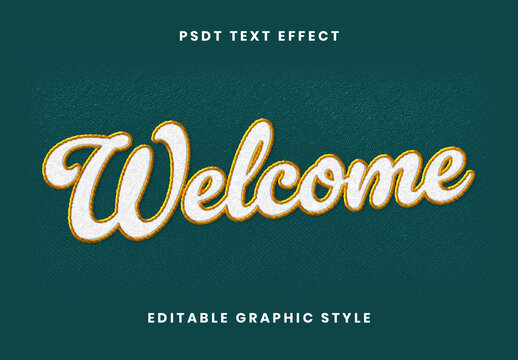 White And Yellow Embroidery Script Font Patch Fabric Texture Text Effect