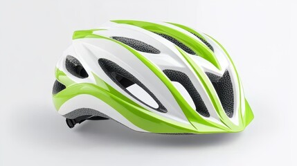 Fototapeta premium Sleek Green and White Sport Helmet for Cycling and Safety Gear
