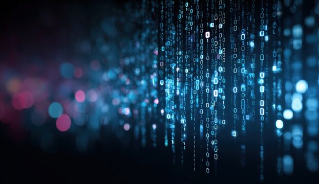 Abstract digital binary code flowing