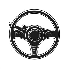 Vintage Car Steering Wheel Emblem - Classic Automotive Control Icon.