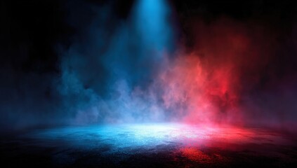 Abstract stage background with vibrant colored smoke
