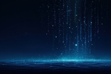 Digital rain effect on dark surface