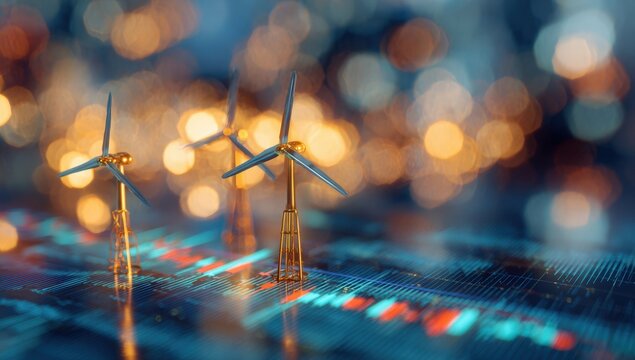Miniature wind turbines on a digital data display