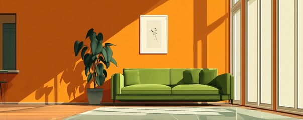 Sunny Interior Living Room Scene