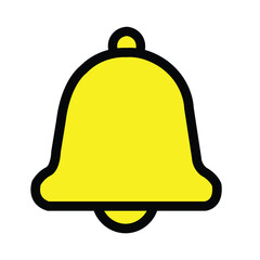 Yellow bell icon on white background Keywords: bell, notification, alert, icon, symbol, warning