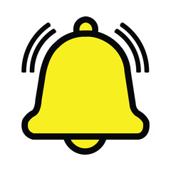 Yellow ringing bell icon on white background Keywords: bell, ringing, notification, alert, sound