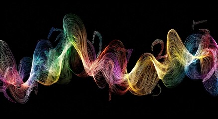 Abstract rainbow waves on black background
