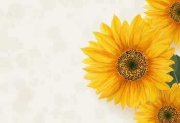 Fototapeta premium Bright sunflowers on a light background