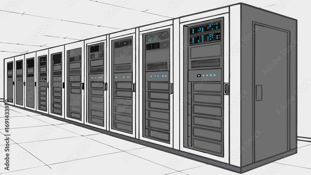 Wall mural server room data center network it infrastructure technology servers rack servers computer equipment