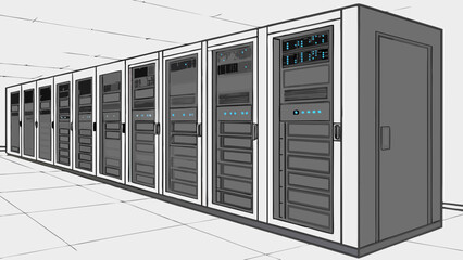 Server Room Data Center Network IT Infrastructure Technology Servers Rack Servers Computer Equipment Digital Technology Data Storage Cloud Computing Internet Technology Information Te.