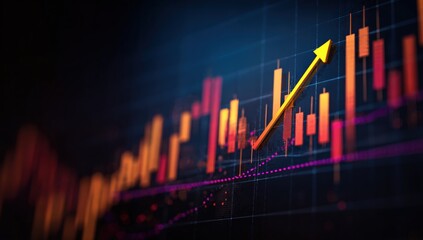 Financial data graphic with upward trend