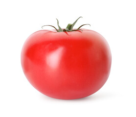 One ripe red tomato isolated on white