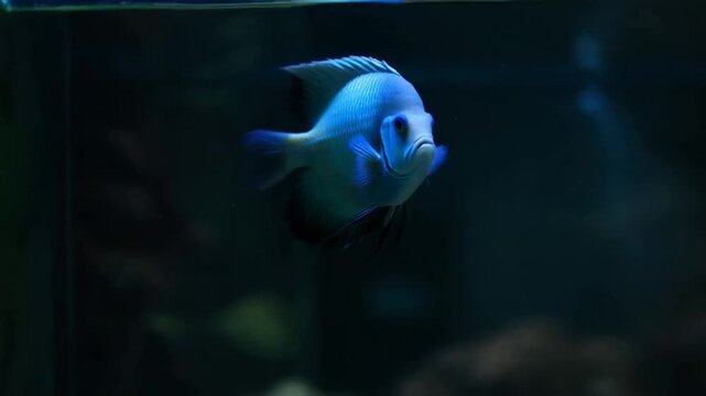  a realistic video of a Paracanthurus hepatus fish suffering from lack of oxygen animation water 