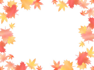水彩風、秋の落ち葉の美しいイラストフレーム