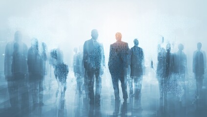 Blurred business crowd