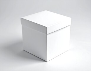 Elegant blank white cube box with lid for product mockup and branding, perfect for gifts and packaging
