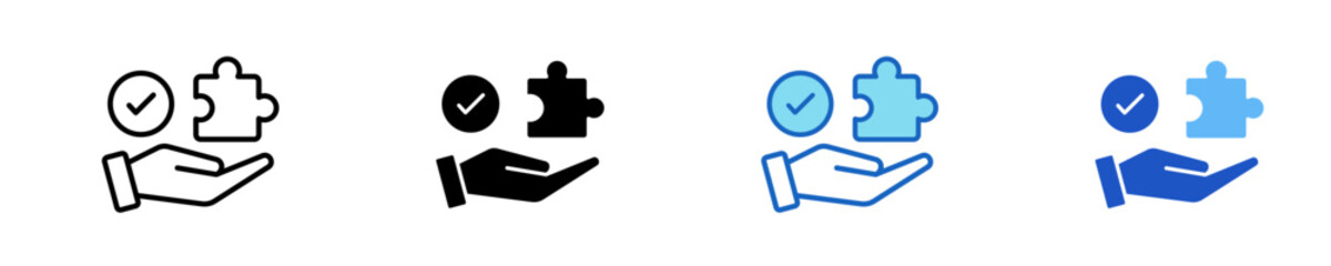 Problem Solving Puzzle  Icon Set Multiple Style Collection