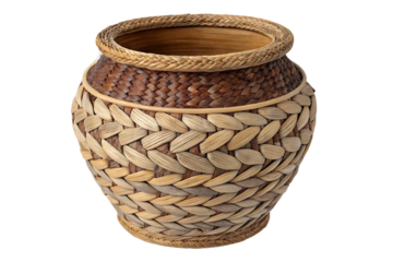 Weave pot for home decorate clipart cutout on AI generated by PNG