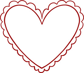 Bold Heart Outline With Scalloped Border Shadow