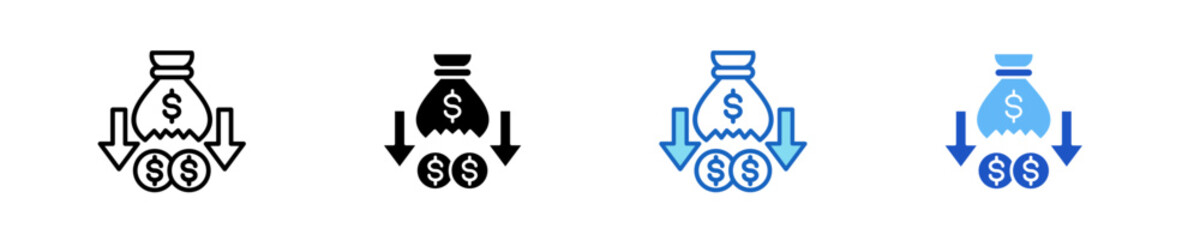 Money Loss  Icon Set Multiple Style Collection