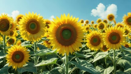 Fototapeta premium Sunny sunflower field