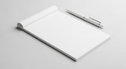 Blank notepad and pen on a light gray surface, ready for notes or sketching.