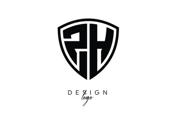 ZH  Shield Letter Logo Modern Monogram Emblem for Security, Sports, Corporate & Premium Branding
