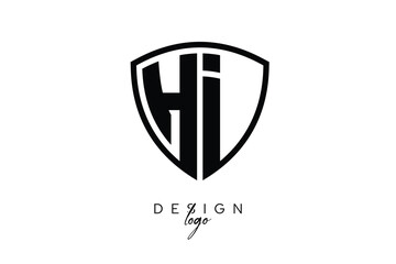 HI  Shield Letter Logo Modern Monogram Emblem for Security, Sports, Corporate & Premium Branding