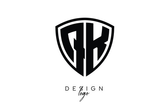 QK  Shield Letter Logo Modern Monogram Emblem for Security, Sports, Corporate & Premium Branding