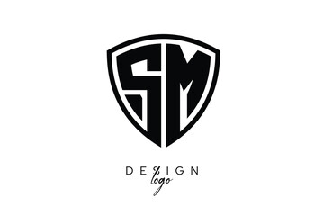 SM  Shield Letter Logo Modern Monogram Emblem for Security, Sports, Corporate & Premium Branding