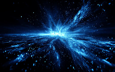 Obraz premium Vibrant Blue Cosmic Explosion with Energetic Particles