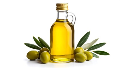 Olive oil in a glass bottle